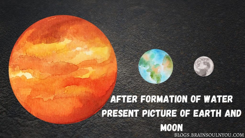 Present earth and moon after formation of water